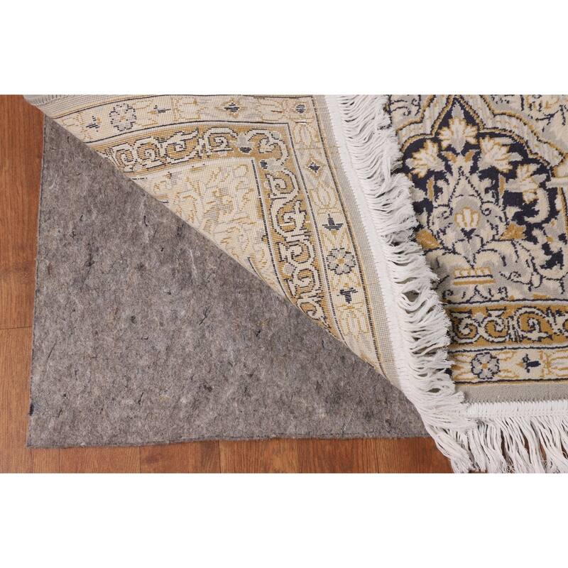 Traditional Grey Kashan Turkish Area Rug Machine Made Floral Carpet - 9'9" x 12'11"
