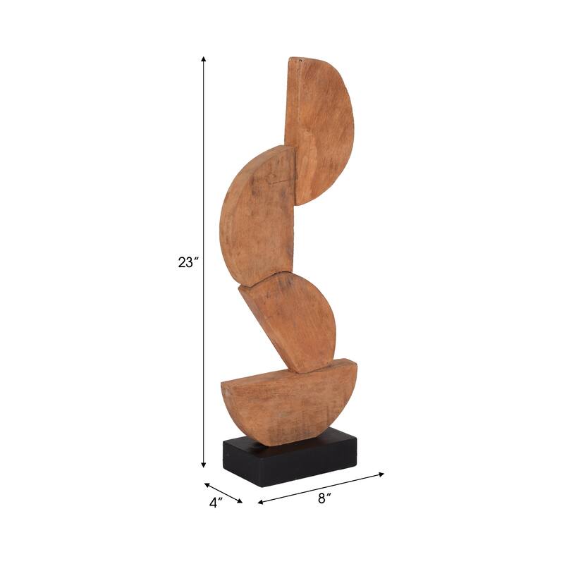 Sagebrook Home Brown Wood Half Circles Stacking Abstract Sculptures