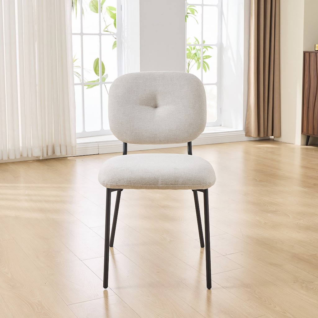 Modern Dining Chairs Set of 2,White Upholstered Accent Chairs