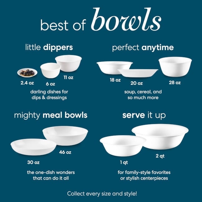 Large White Pasta Bowls, Ceramic 50 oz Serving Bowl Set of 4 - On