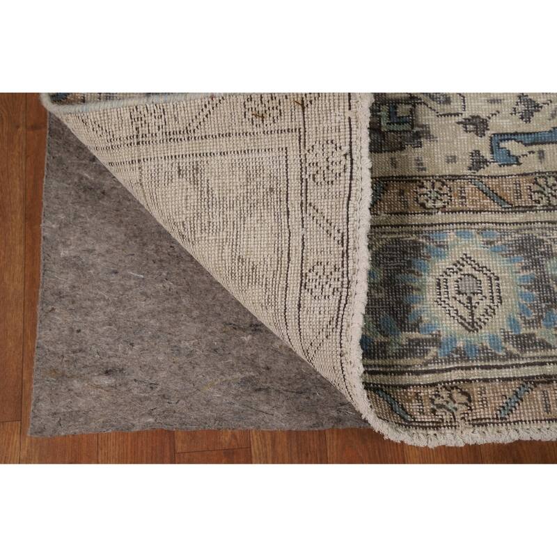 Blue Tabriz Persian Area Rug Handmade Traditional Floral Wool Carpet - 6'7"x 9'6"