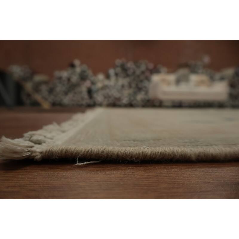 Hand Knotted Oriental 100% Wool Carpet Traditional Floral Beige & Ivories Ziegler Area Rug - 9' 6'' X 7' 10''