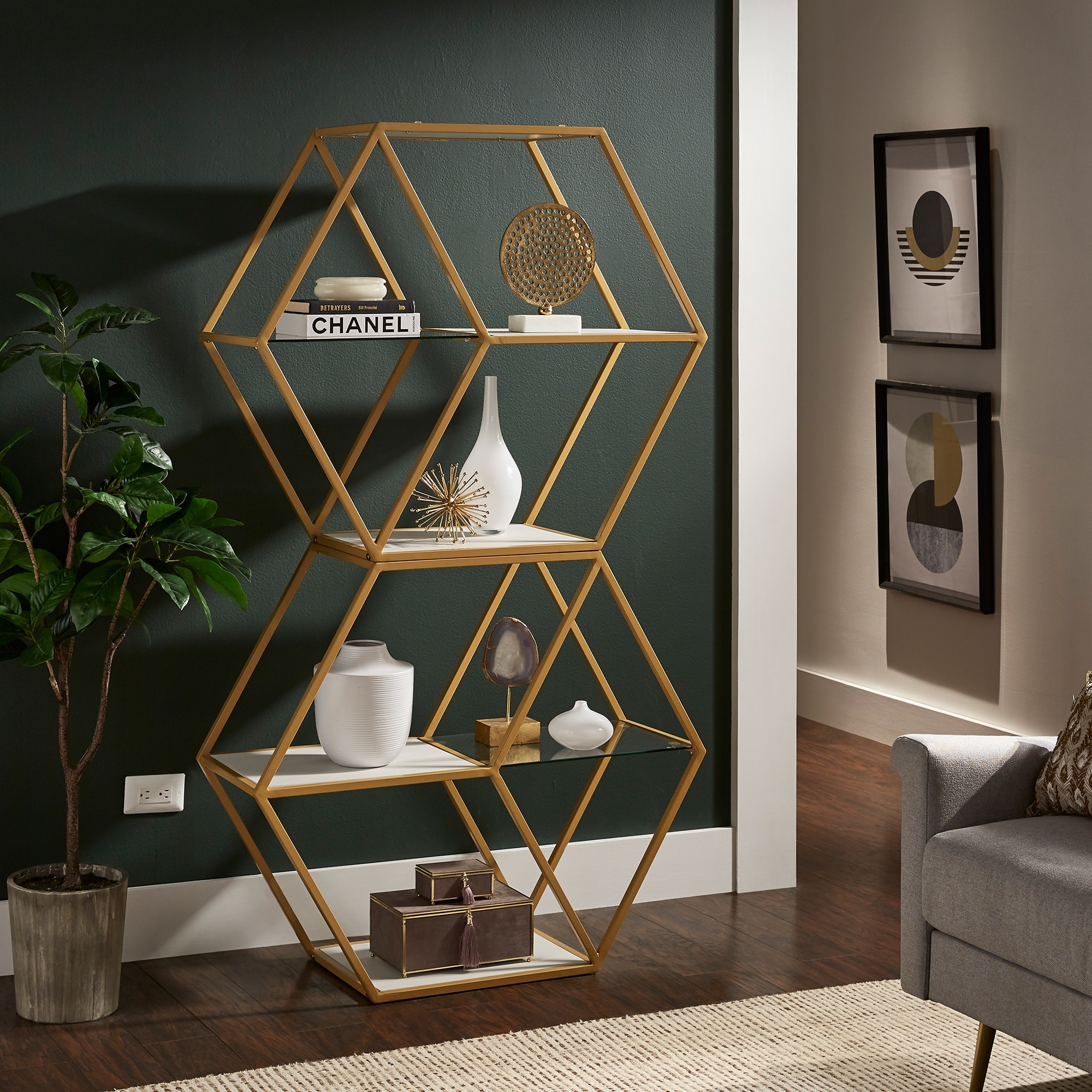Hexagon bookcase hotsell