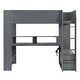 preview thumbnail 15 of 25, All-in-one Gaming Loft High Bed with Desk, Lights, Ports, Shelf, Gray
