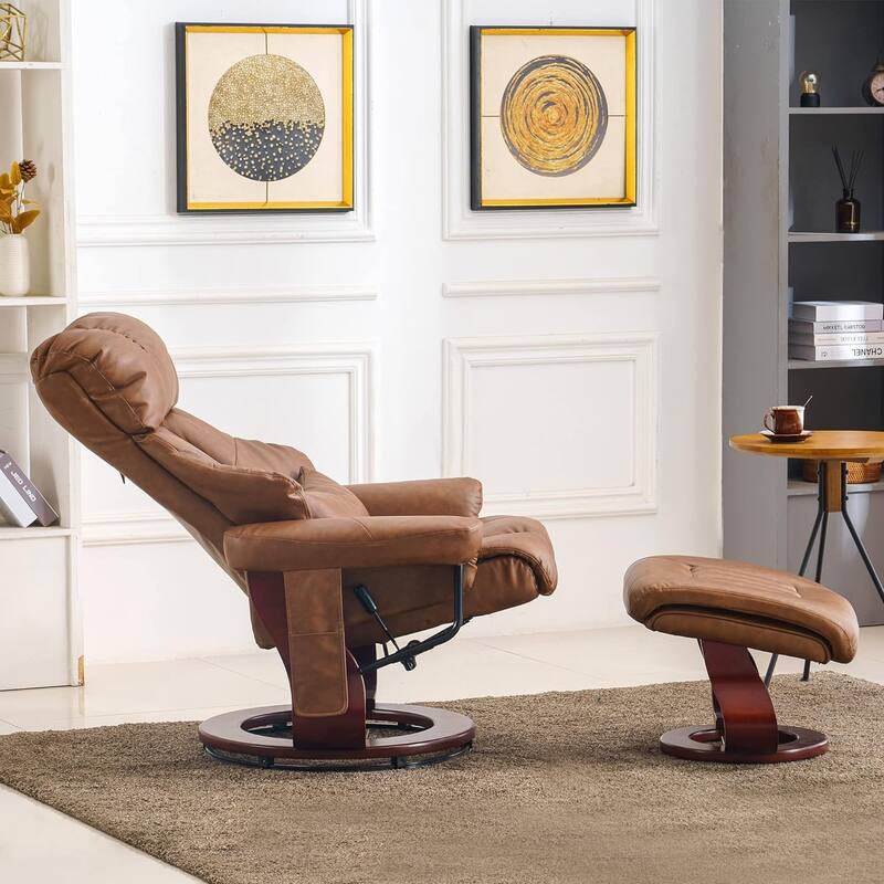 MCombo Set of 2 Recliner Chair with Ottoman Vibration Massag Faux Leather 9068