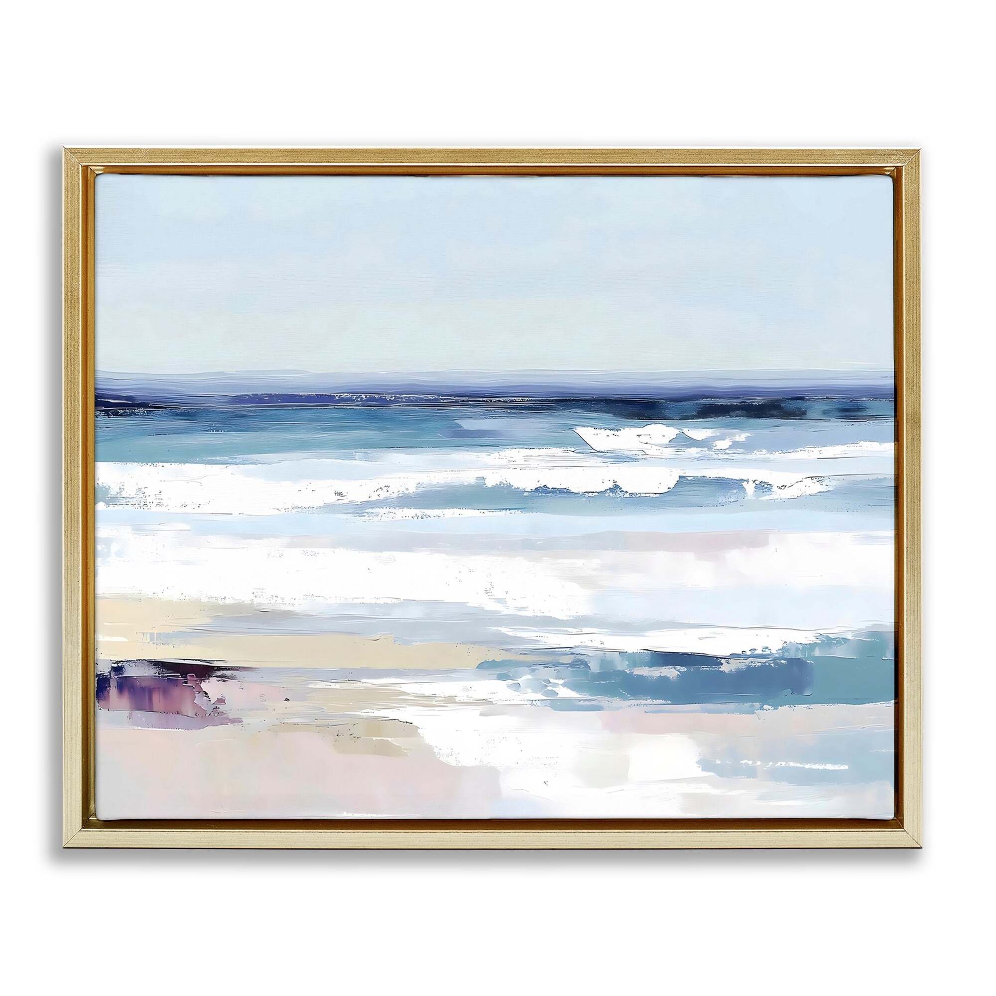 Stupell Abstract Waves on Shore Framed Floater Canvas Wall Art Design By LSR Creative Studio