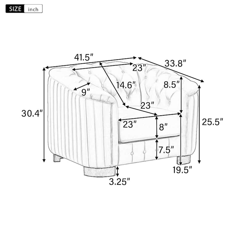 Living Room Chair Single Sofa Chair with Thick Removable Seat Cushion, Upholstered Accent Chair Lounge Chair