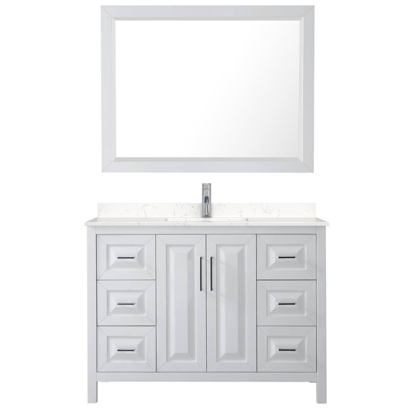 Daria 48 Inch Single Vanity, Cultured Marble Top, 46 Inch Mirror