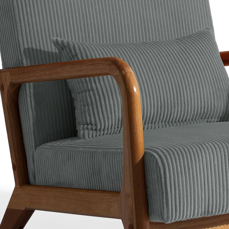 Uixe Mid Century Solid Wood Upholstered Corduroy Accent Chair