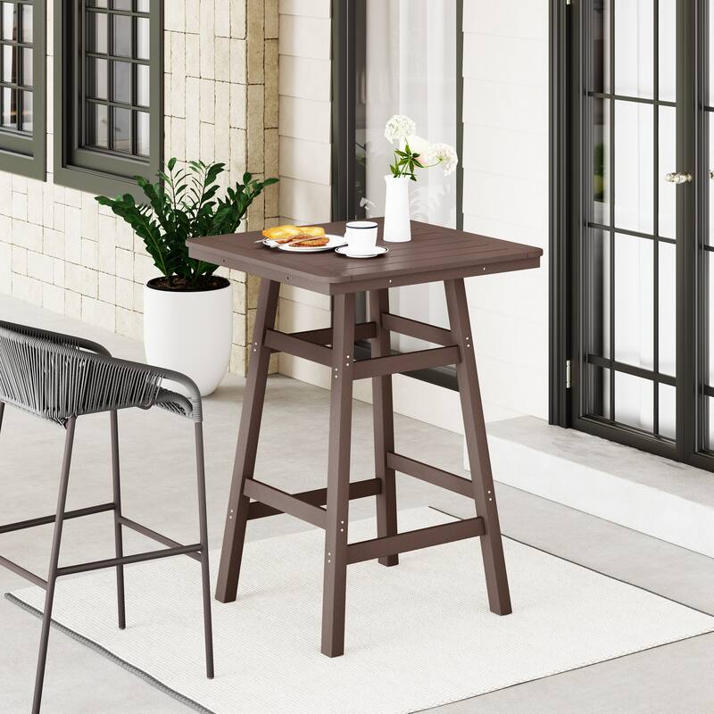 Laguna Hdpe All Weather Outdoor Patio 30" Square Bar Table - Dark Brown