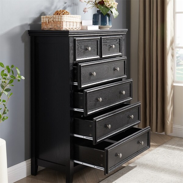 Modern 6 Drawers Dresser with Metal Handles and Metal Slide Rails