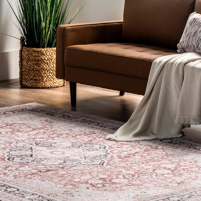 Nuloom Paulina SpinClean Machine Washable Traditional Floral Medallion Area Rug