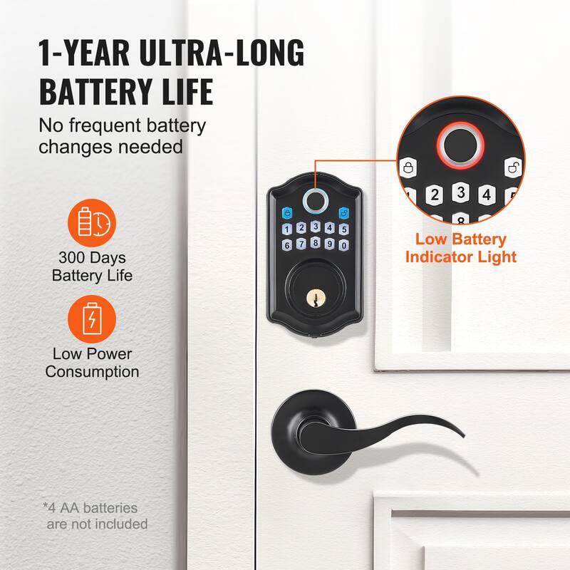 Fingerprint Door Lock for Front Door, Electronic Keypad Deadbolt with 300 Users