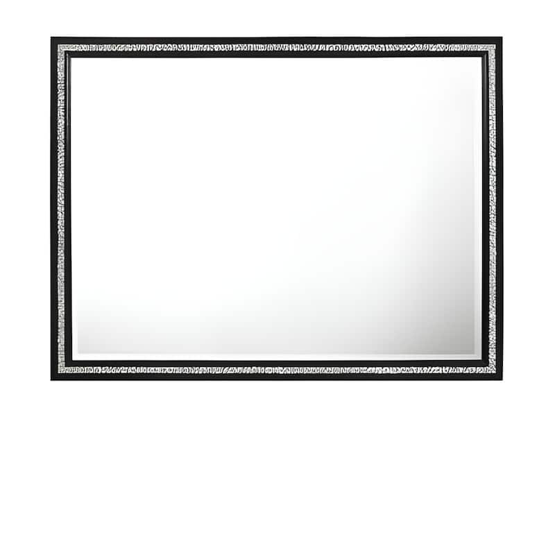 HomeRoots 35" Black Wood Framed Mounted Dresser Mirror - 46' X '35' X '1