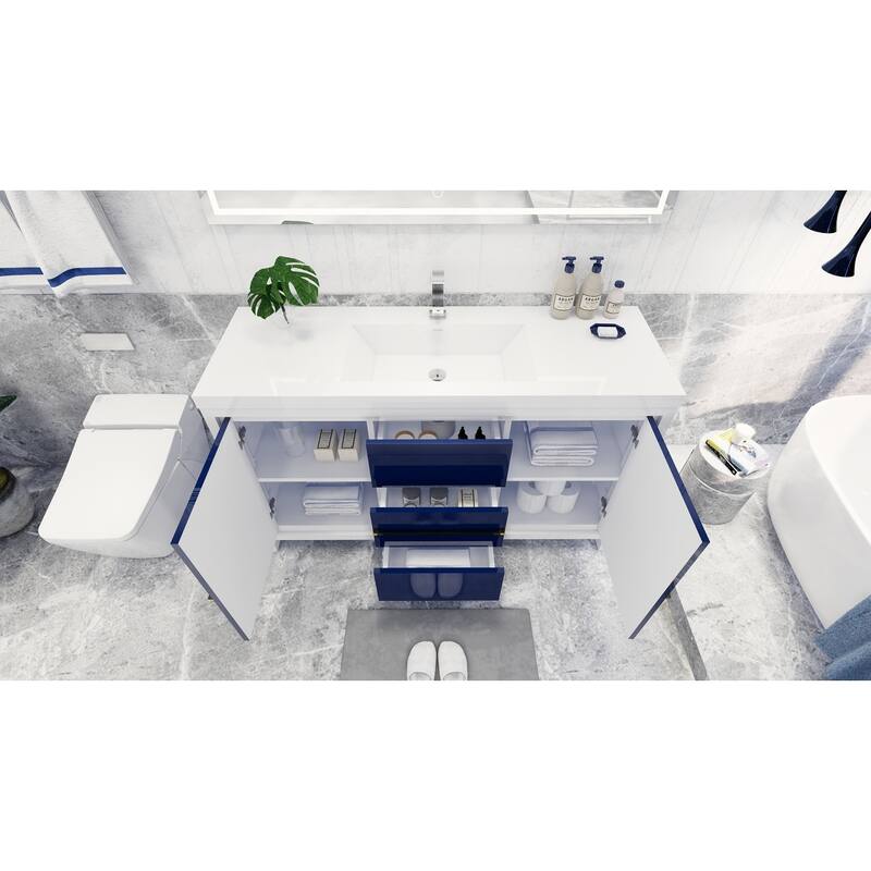 dolce 60 natural oak finish freestanding bath vanity with single basin reinforced acrylic top