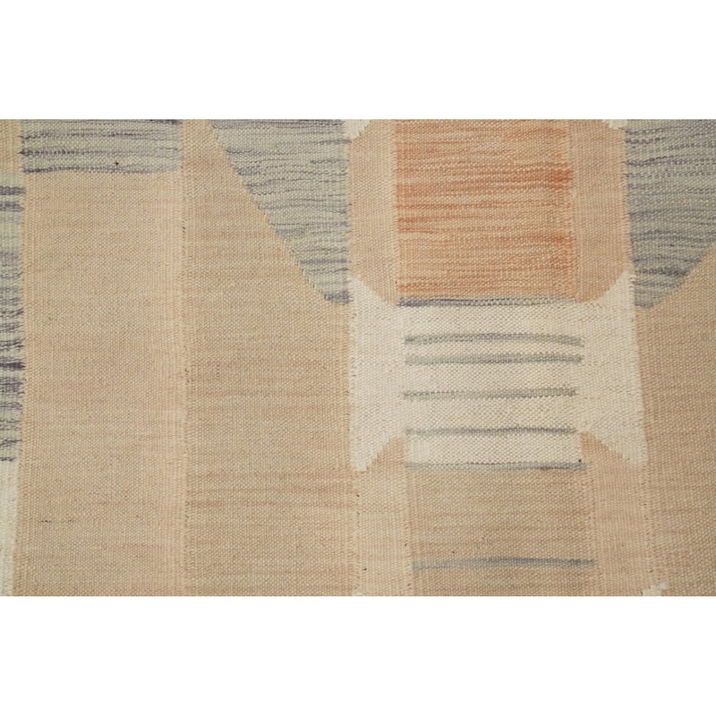 Hand Woven Oriental 100% Wool Carpet Southwestern Modern Beige & Ivories Kilim Area Rug - 6' 3'' X 4' 0''