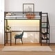 preview thumbnail 1 of 8, Twin Black Metal Loft Bed with Desk,Charging Station,LED Light,Heavy Duty,Staircase,Storage Shelves Black - Twin