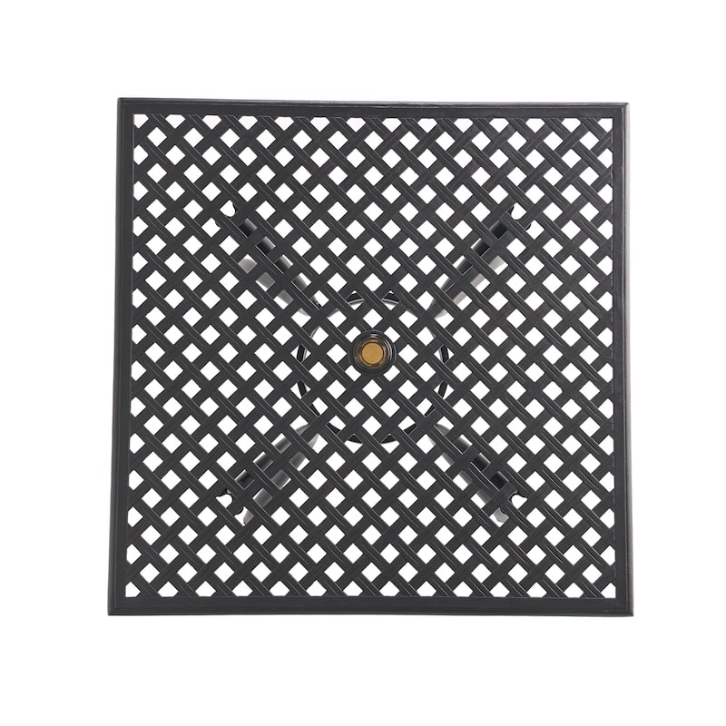 39 Inch Square Outdoor Dining Table Black Aluminum Arch Mesh Design