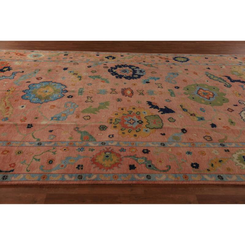 All-Over Floral Oushak Indian Large Rug Handmade Wool Carpet - 9'0"x 18'0"