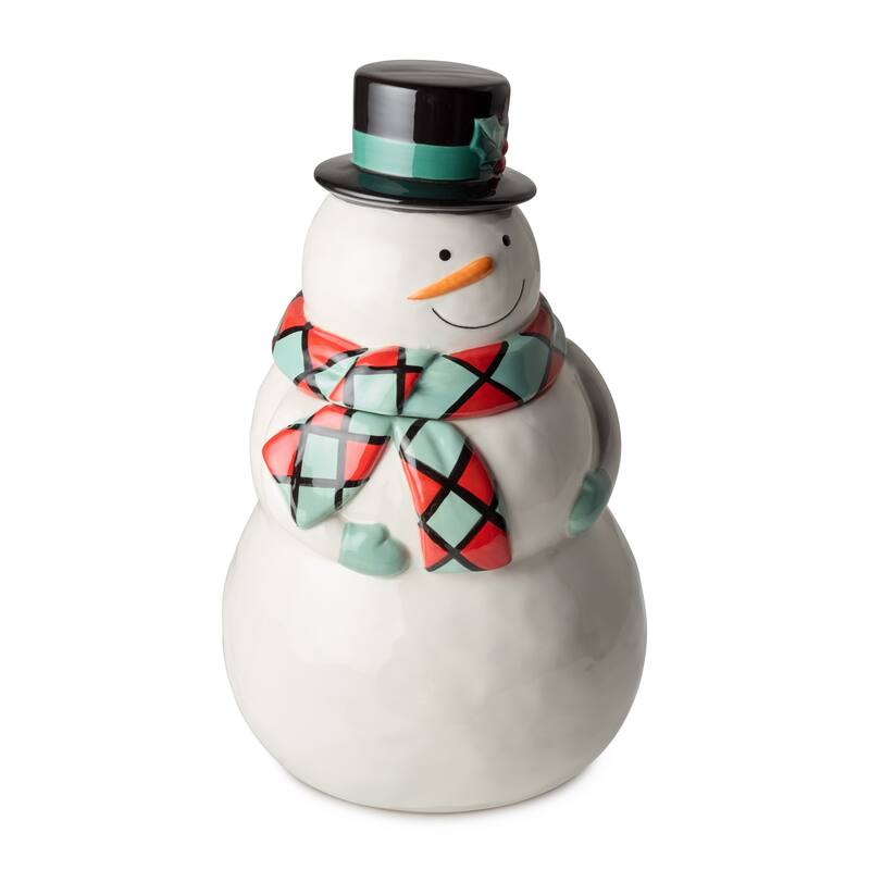 Certifed International Christmas Whimsy Snowman 3-D Cookie Jar - 6.125"W x 6.125"D x 11.75"H