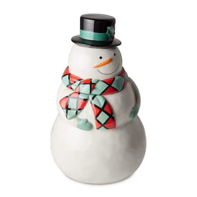 Certifed International Christmas Whimsy Snowman 3-D Cookie Jar - 6.125"W x 6.125"D x 11.75"H