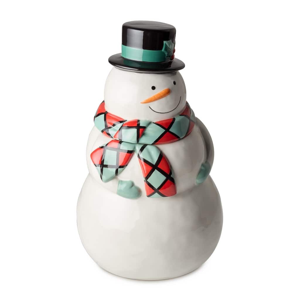 Certifed International Christmas Whimsy Snowman 3-D Cookie Jar - 6.125"W x 6.125"D x 11.75"H
