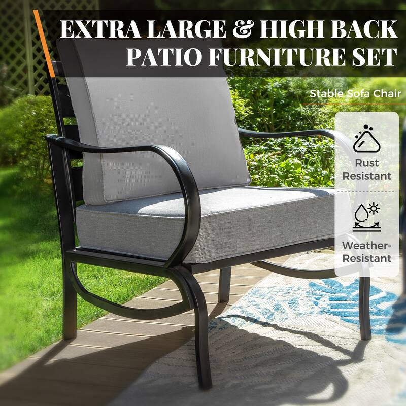 MAISON ARTS Patio Furniture Set 4/6-Piece Outdoor Conversation Set with Gas Fire Pit Table