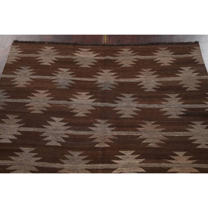 Natural Dye Kilim Oriental Geometric Tribal Wool Area Rug Flat-woven - 4'9" x 6'9"