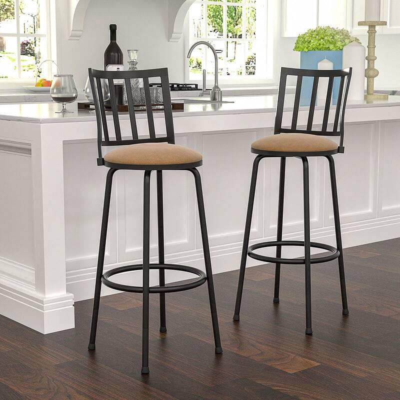 VECELO Counter Height Barstools, Adjustable Bar Stools from 36.4-42.8Inch,Upholstered Seat Swivel Barstool Set of 2/4/6 - Set of 2