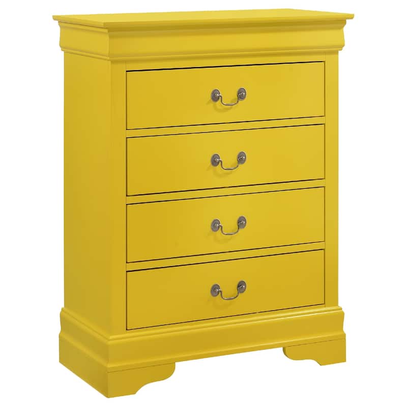 4-Drawer Wooden Bedroom Chest - 41" - Yellow