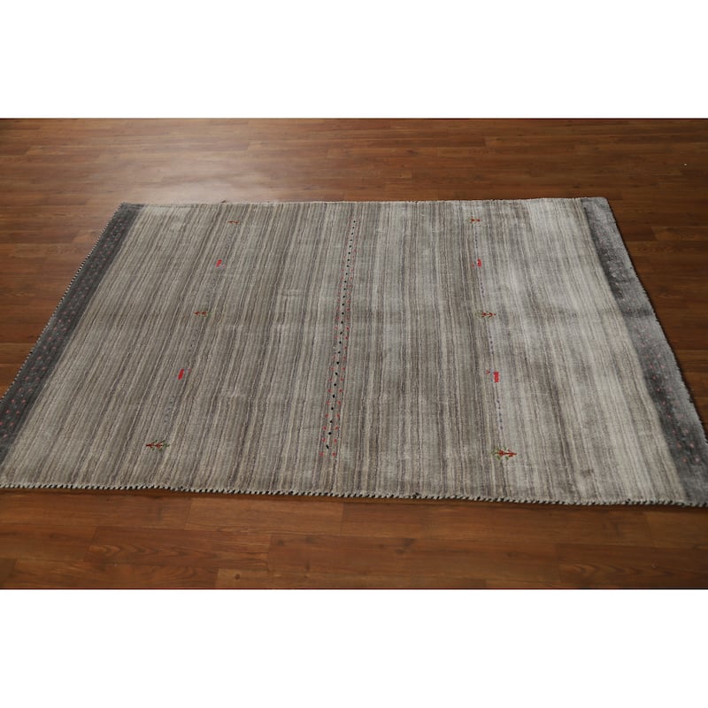 Tribal Animals Gabbeh Indian Rug Hand-Knotted Wool Carpet - 4'0" x 5'10"