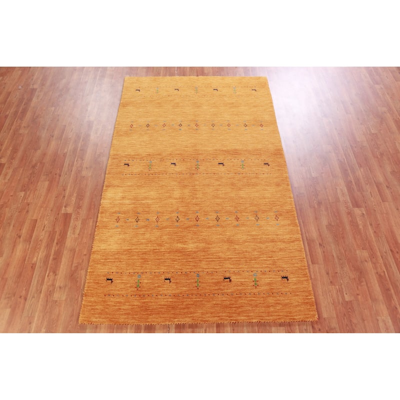 Hand Knotted Oriental 100% Wool Carpet Tribal Animal Pictorial Oranges & Rust Gabbeh Area Rug - 8' 0'' X 4' 10''