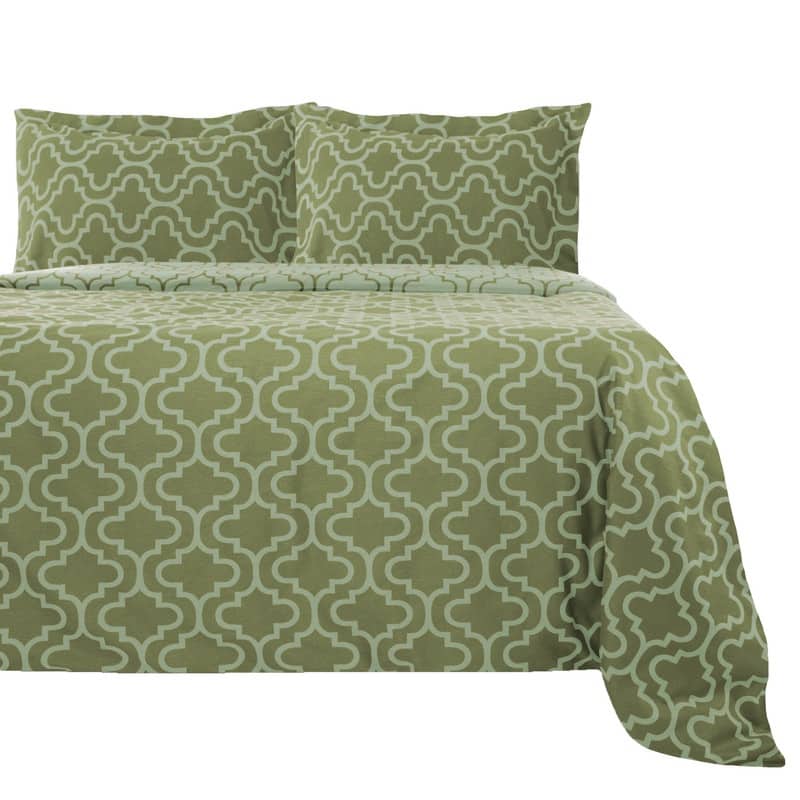 Superior Reversible Brushed Cotton Flannel Trellis Duvet Cover Set