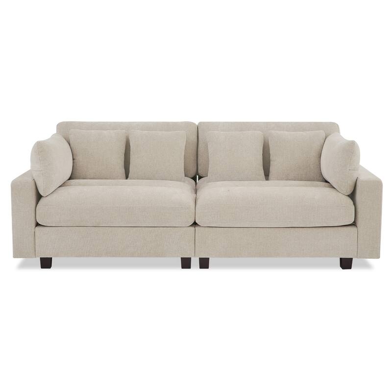 89In Comfy Couch, 3 Seater Sofa With Wood Legs, Chenille Couch For Small Space,Apartment - 89"W X 44.1"D X 33.9"H