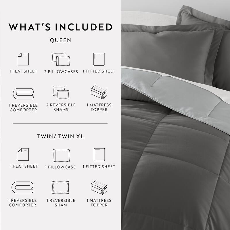 Simply Essential Dorm In A Bag Comforter, Sheet Set and Mattress Pad