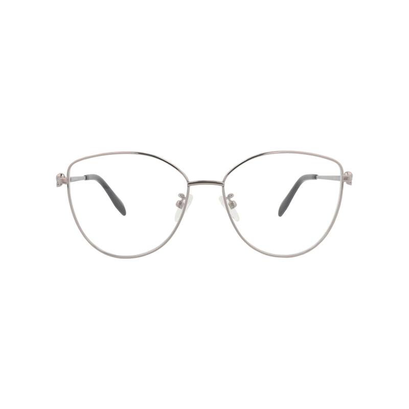 Alexander McQueen Cat Eye-Frame Metal Optical Frames - Ruthenium Ruthenium Transparent - Silver