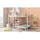 preview thumbnail 4 of 6, White Full over Twin Metal Bunk Bed with Built-in Desk, Shelves and Ladder