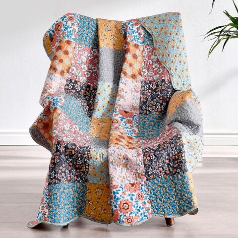 Barefoot Bungalow Carlie Calico Quilted Cotton Throw