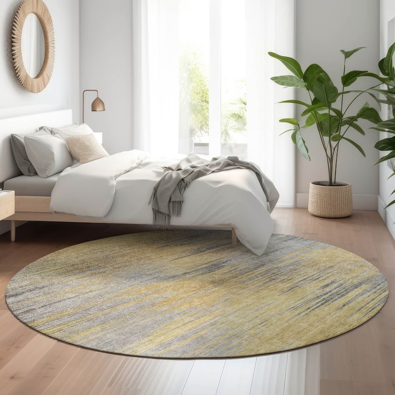 Premium Washable Super Soft Modern Ombre Mayfield Rug - Gold - 8' x 8' - Round