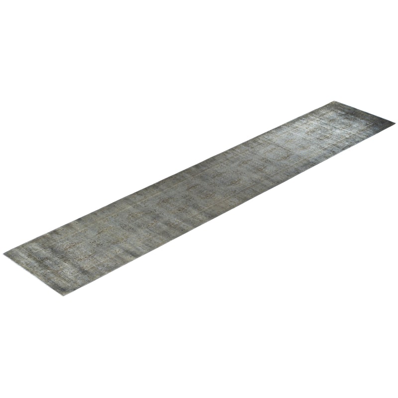 Fine Vibrance One-of-a-Kind Hand-Knotted Runner Rug - Gray, 3' 1" x 16' 4" - 3' 1" x 16' 4"