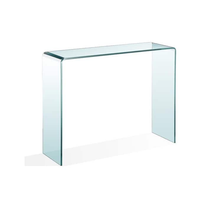 Curvo Clear Tempered Glass Waterfall Console Sofa Table