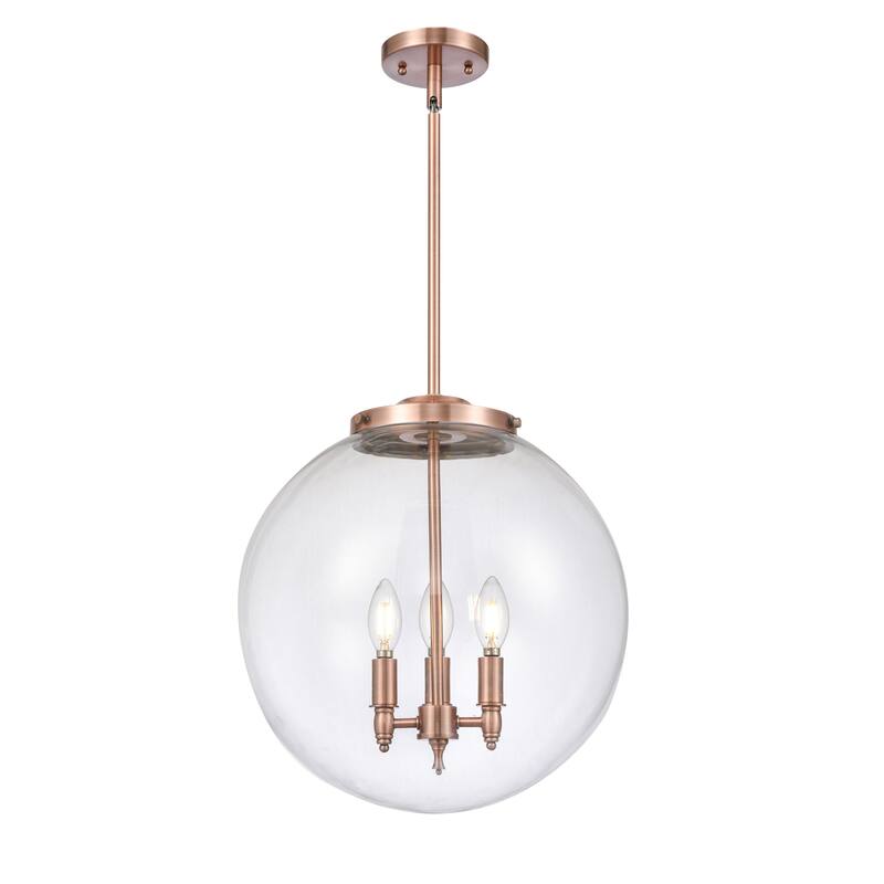 Innovations Lighting Beacon - 3 Light 16" Pendant - Clear/Antique Copper