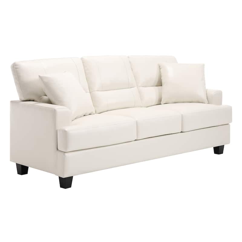 Oversized Faux Leather Italian Square Arm Sofa