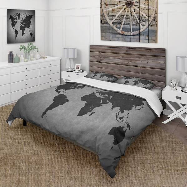 Designart 'Ancient Map of The World IX' Vintage Duvet Cover Comforter ...