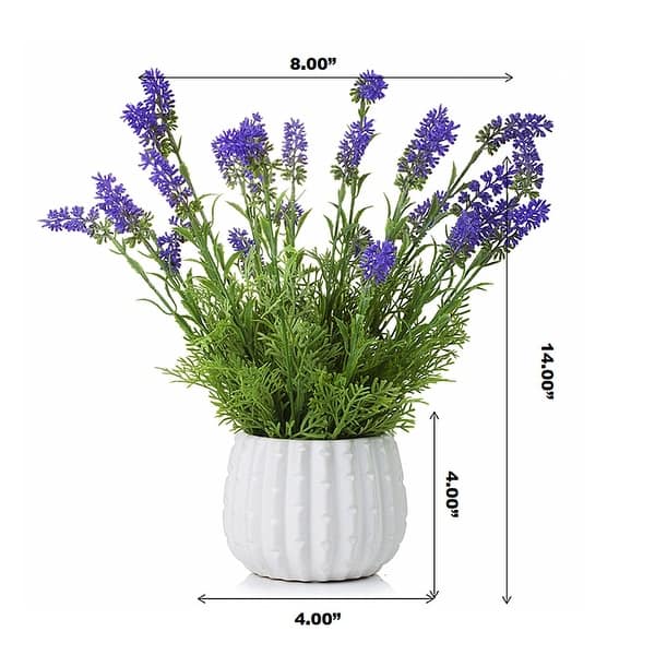 Enova Floral Artificial Lavender Flower Arrangements in White Bed