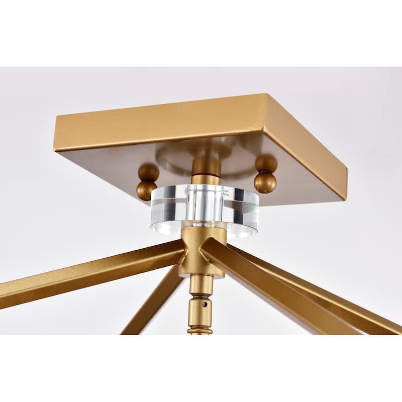 Jimmi Matte Gold 4-Light Metal Open Cage Semi-Flush Mount