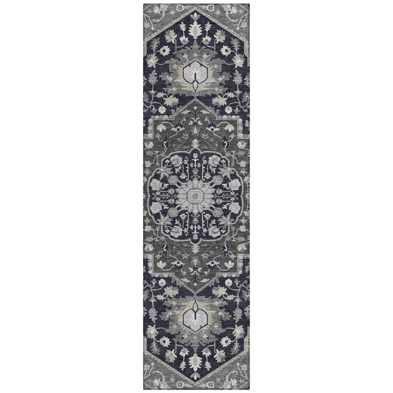 Machine Washable Indoor/ Outdoor Traditional Medallion Chantille Rug