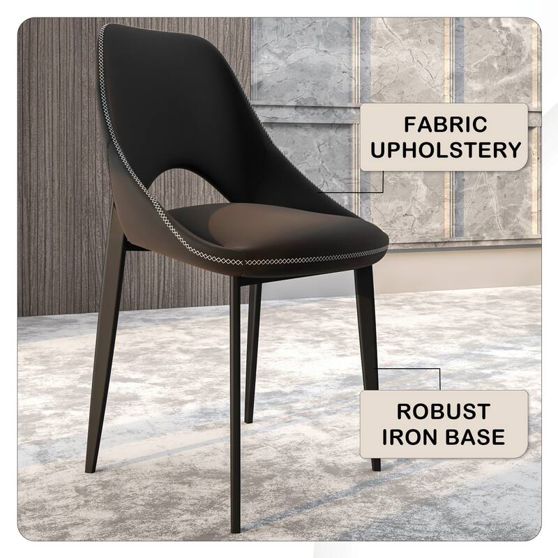 Amalfi Mid-Century Modern Upholstered Dining Chair - Open Back Side Chair with Metal Legs for Kitchen, Dining Room & Living Room
