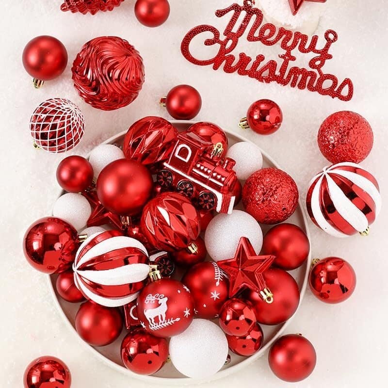 65 Pcs Christmas Decoration Ball Ornaments Set for Holiday Party Wedding - N/A