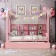 preview thumbnail 31 of 39, Modern Twin Size House Bed Kids Bed with Trundle and Shelf,Solid Construction Pink